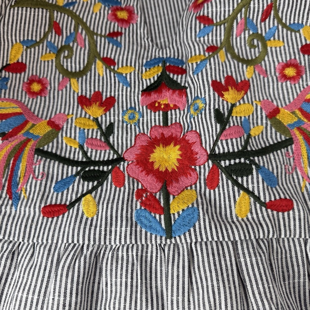 Savannah Jane Top Medium Sleeveless Floral Bird Embroidered Boho Cottagecore - Picture 6 of 8